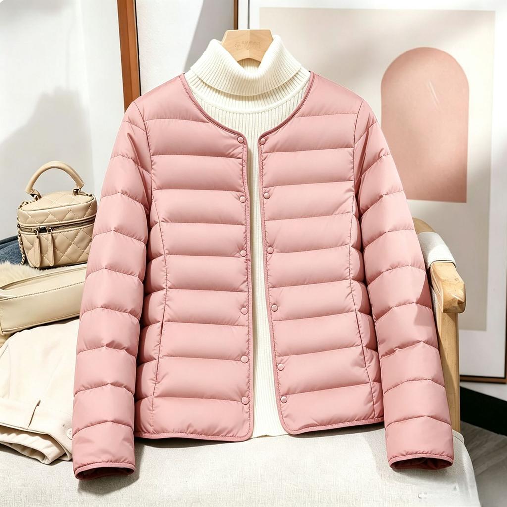 New light and thin crew neck cotton-padded clothes women's short slim-fitting warm liner jacket versatile and thin cotton clothes