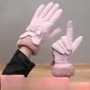 Warm Gloves for Women's Cold and Windproof Cute Bows Outdoor Riding Thickened Velvet Touch Screen Autumn and Winter Gloves