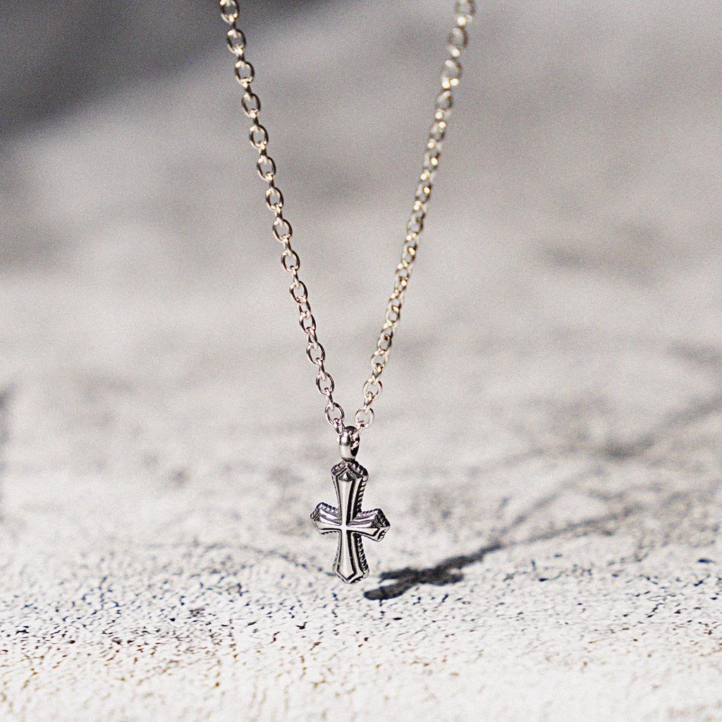 Jbans Classic Antique Mini Cross Surgical Steel Chain Necklace (J2302-An108_Sv)