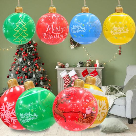 18.9 Inch Giant Inflatable Christmas Ball Outdoor Large PVC Blow Up Ball for Outside Yard Lawn Porch Decoration