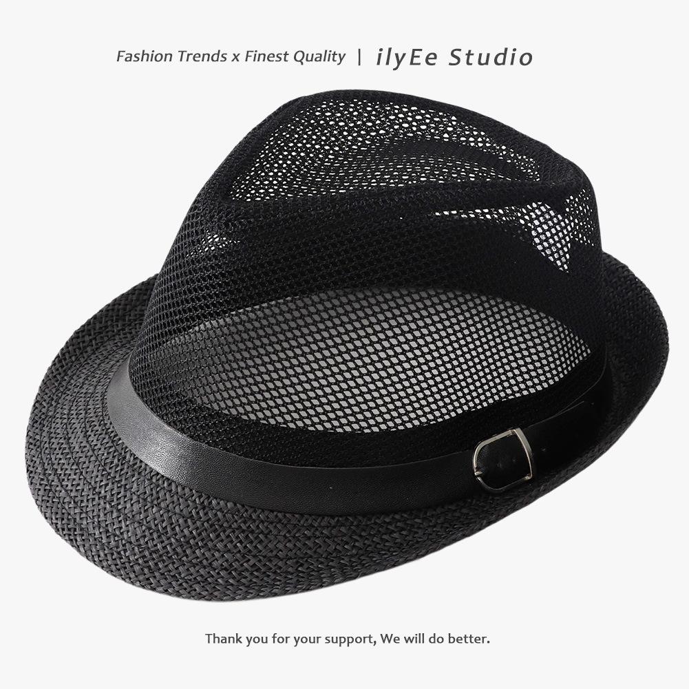 Summer Rolled Edge Shade Top Hat Breathable Mesh Hat Western Cowboy Hat Premium British Jazz Hat Straw Straw Hat 58CM