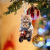Yousheng Motorbike Cat Acrylic Hanging Decoration Home Indoor Christmas Tree Car Rearview Mirror 2D Flat Riding Kitten Hanging Ornament Cartoon Animal