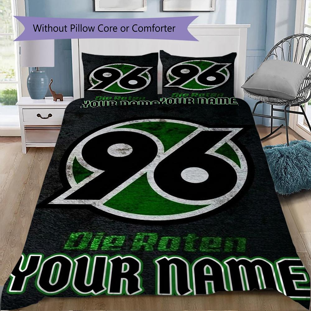 Custom Name Hannover 96 Pattern Bedding uilt Set uilt Cover Pillowcase Home Decoration Birthday Gift (1*duvet cover+2*pillowcase without core)