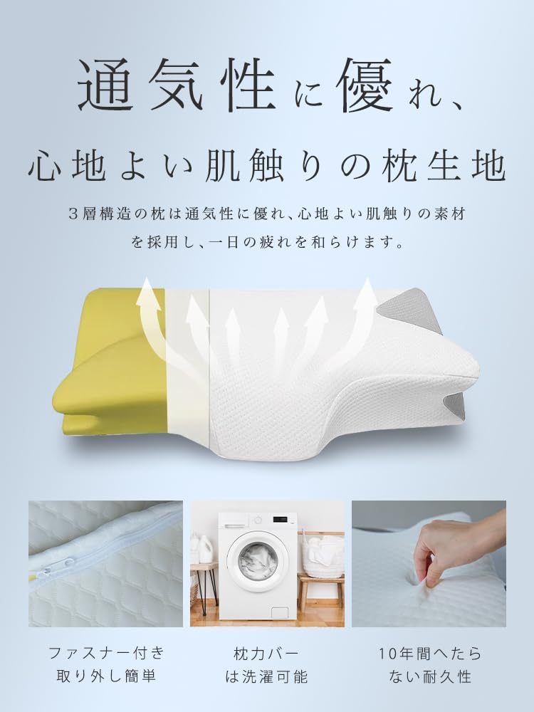 Das Dzx Memory Foam Kissen, Nackenschmerzlinderung, Wahl zwischen niedrig oder hoch, waschbar, geeignet für Seiten- oder Rückenschläfer, atmungsaktives Kissen mit waschbarem