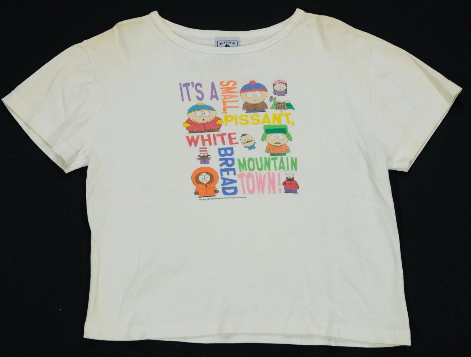 Rare Vintage South Park It’s A Small Pissant White Bread Town 1998 T Shirt 90s L