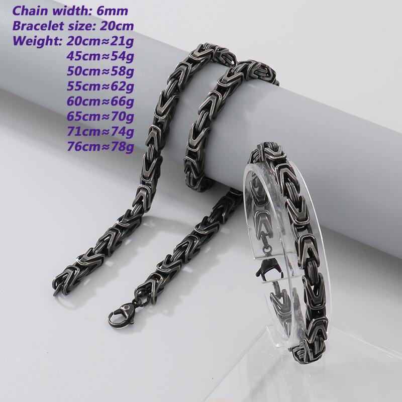 Retro Black Cuban Chain Bracelet Necklace with Multiple Chains Options