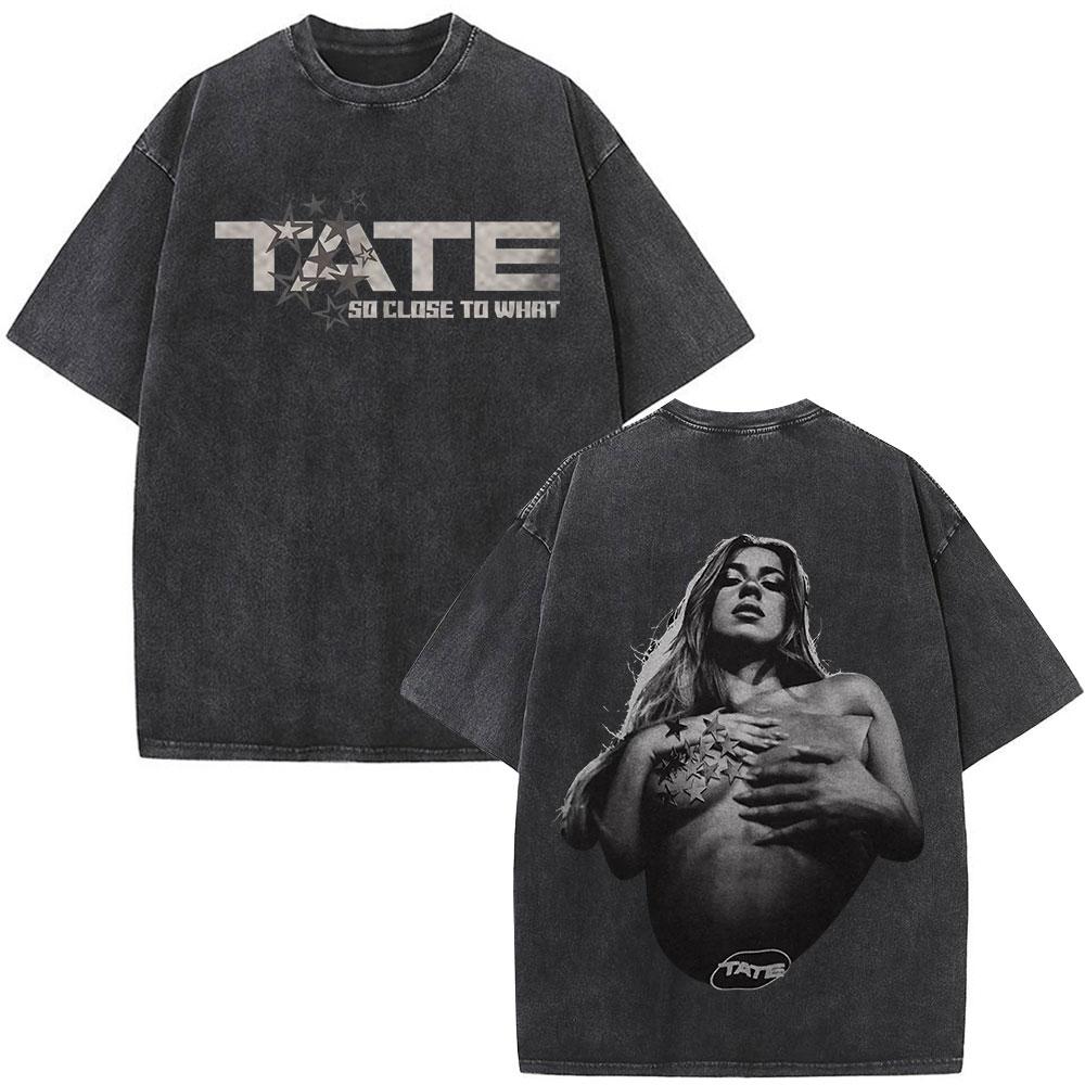 Tate McRae So Close To What  Album Tour Washed Tshirt Men Women Cotton Short Sleeve Summer Vintage T Shirt Tops Fans Gift