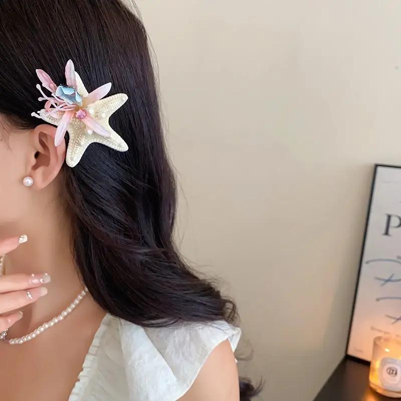 Super Fairy Star Flower Hair Clips Side Shark Clamp Women's Updo Hair Accessories Holiday Style Hair Cards Headwear