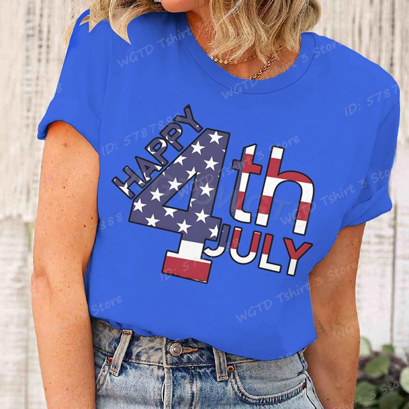 Happy 4th Of July T-Shirts Unabhängigkeitstag T-Shirts Sommer T-Shirt Lässige Kurzarm-T-Shirts Rundhals-Oberteile Damenbekleidung