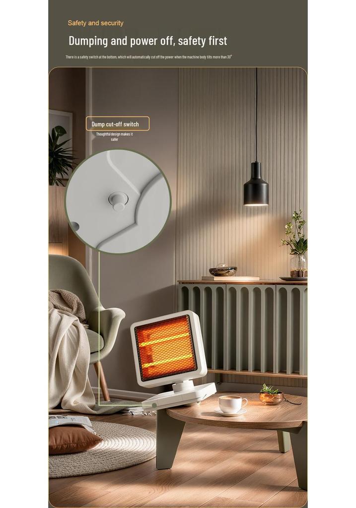 Eco-Efficient Compact Sun Heater: Fast-Heating Electric Fireplace with Energy-Saving Small Foot Pedal