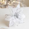 Christmas Poinsettia Ornaments 25 Cm Fauxs Cloth Flowers Set Of 6 Glitter Petals For Tree Wreath Garland Centerpiece