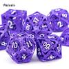 7 Pcs Purple White Dragon Metal Dice Hollow Metal Polyhedral Dice Set Suitable for Role-Playing RPG  Board Game Card Game