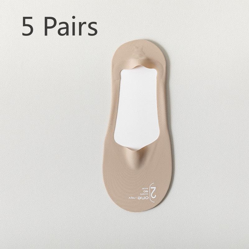 5 Pairs of Men's Summer Ice Silk Cotton Non Slip Heel Socks