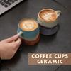 Handmade-Look Coffee Mugs 8Oz Ceramic Art Cup with Wide Base and Handle for Homes Office Beverage Use and Teatimes