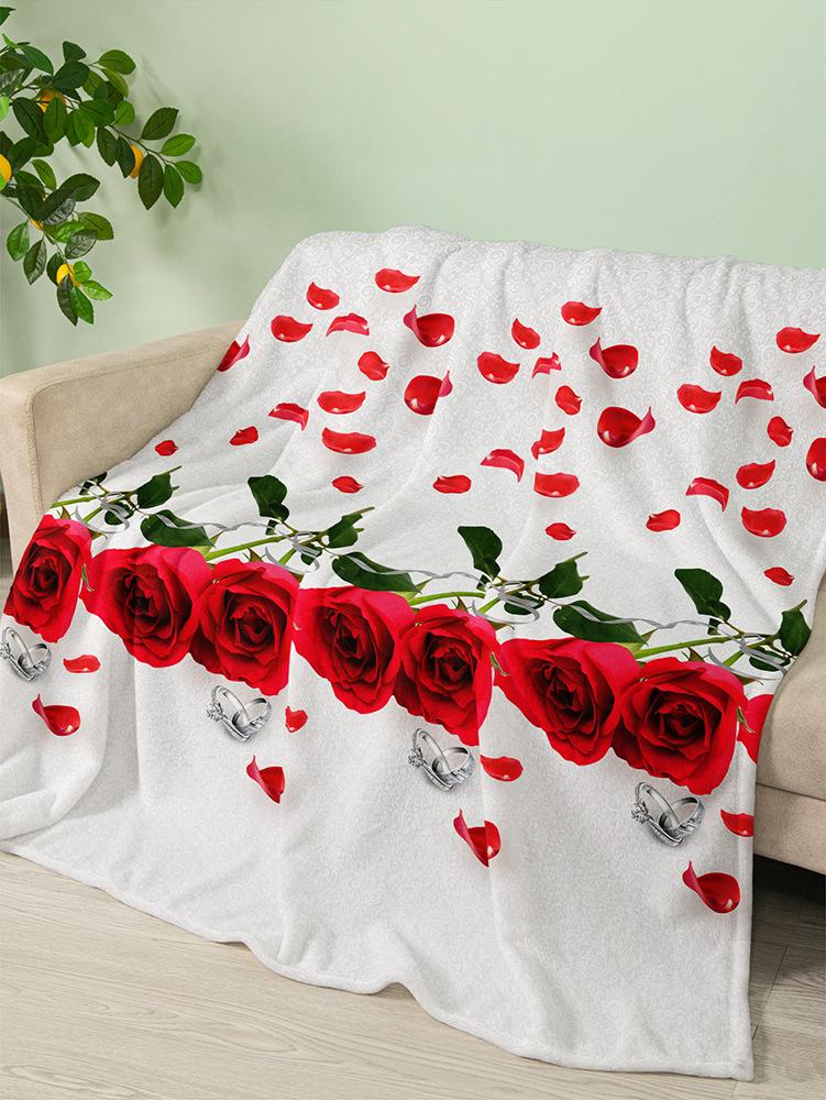 Flannel Blanket Rose Love Valentine'S Day Wedding Blanket Crystal Fleece Blanket Spring And Autumn