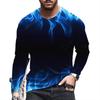 Cool Flame Print Long-sleeve T-shirt, Stylish Casual Top for Men.