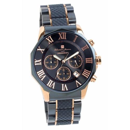 Salvatore Marra Men's Limited Edition Chronograph Watch, 10 ATM Water Resistant, for Business and Formal Wear, Italian Brand, SM15104 (Navy and Pink G