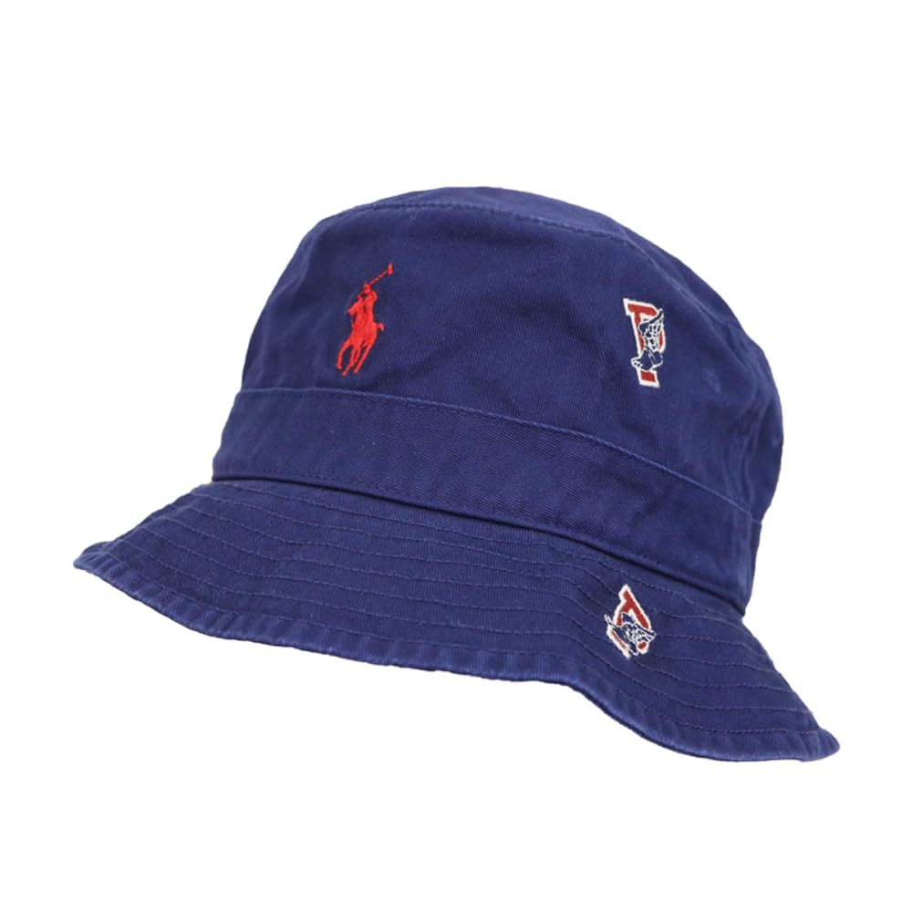 (Polo Ralph Lauren) Pánský a dámský bavlněný klobouk bucket s více výšivkami Wingfoot P 01080280 Velikost LXL NÁMOŘNICKÁ MODRÁ MULTI [Použitý]