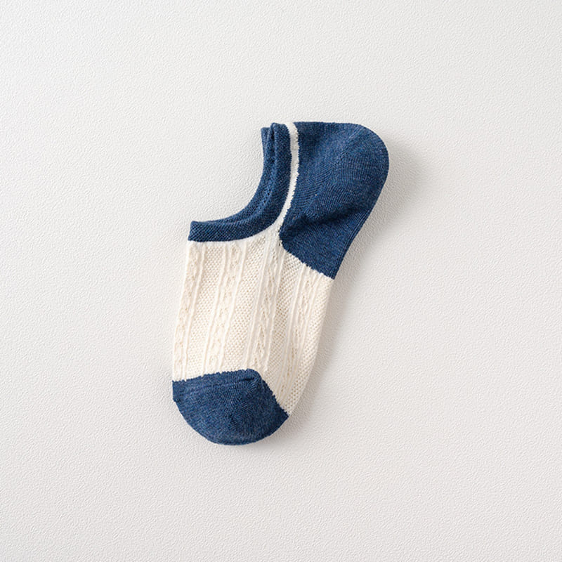 Women'S Splicing Towel Bottom Boat Socks Cotton Sport Sweat Breathes Anti-Slip Invisible Socks