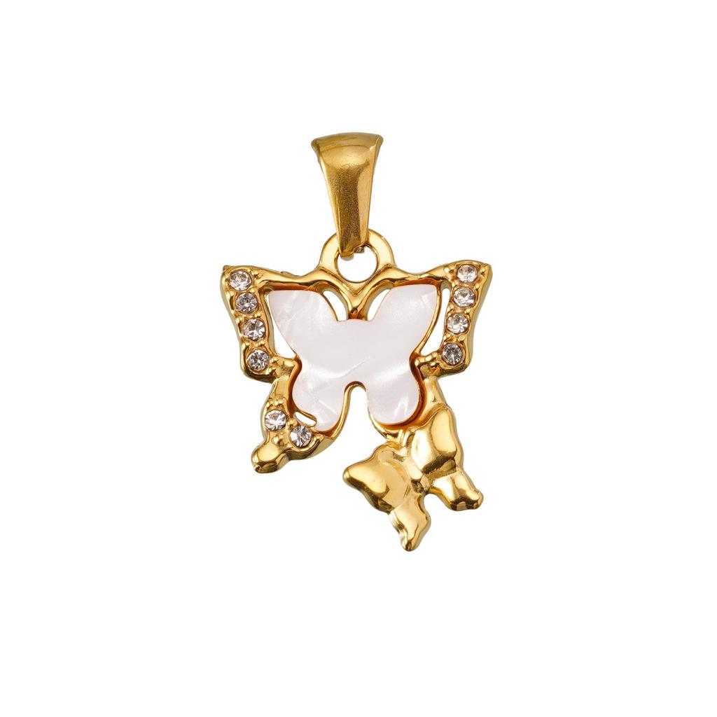 European & American Butterfly Pendant Charms: 18K Titanium Steel Necklace Accessories for DIY.