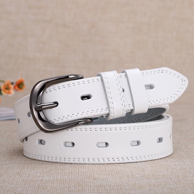 Women's Genuine Leather Fashion Belt – Versatile Casual Waistband with Pin Buckle for Jeans