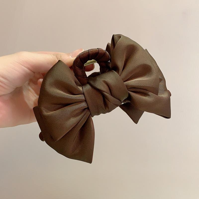 Leopard Print Bow Hair Claw Women Large Claw Clip Satin Solid Color HairClip Denim HairAccessories