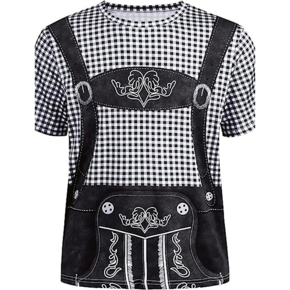 Novelty Lederhosen Print Polo Shirt, Fun Themed Casual Wear