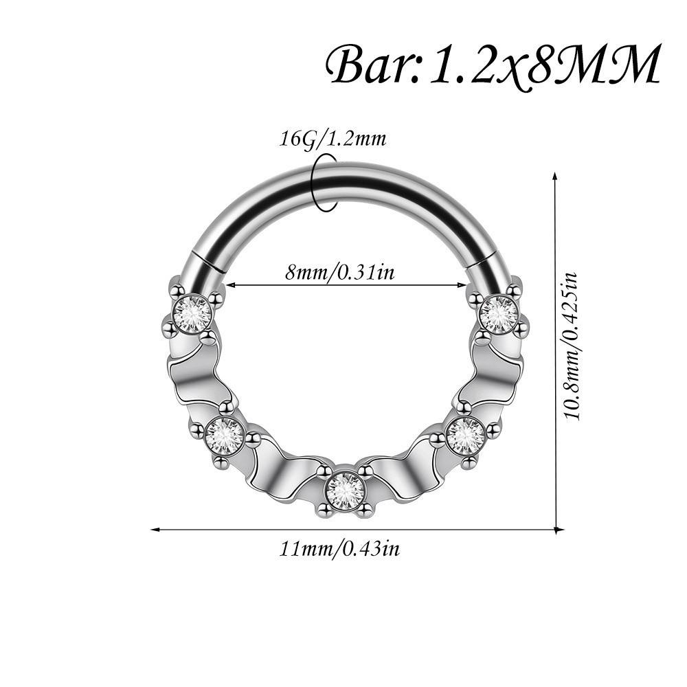 1PC Stainless Steel Septum Clicker Ring Heart Zircon Daith Piercing Ring  Nose Piercing
