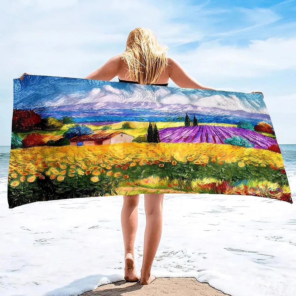 Van Gogh Starry Night Beach Towel, Classic Art Print, Quick Dry Soft Towel For Beach & Pool  Absorbent Oversized Bath Towel