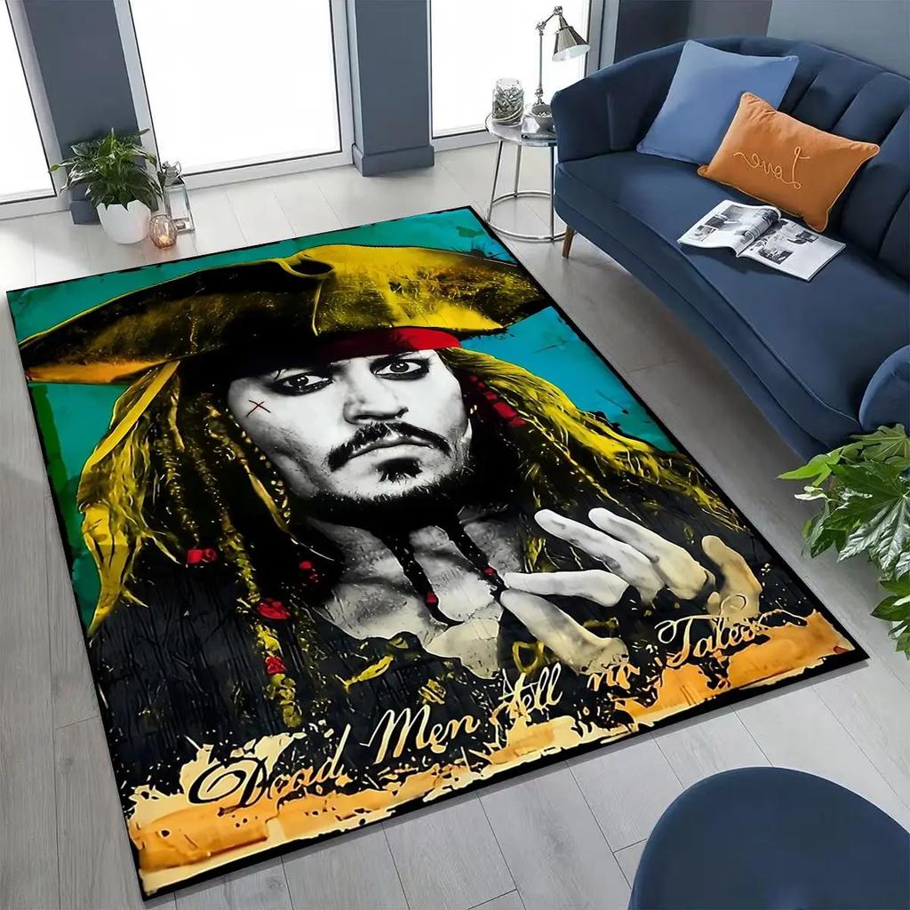 Captain Jack Pirates of The Caribbea Johnny Depp Carpet Rug for Bedroom Living Room Sofa Home Doormat Decor,Non-slip Floor Mat