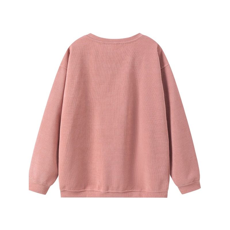 Fall and Winter New Arrival Student Crew Neck Loose Pullover Pure Color Drop-Shoulder Long-Sleeve Casual Mid Length Long Length Sweatshirt Outwear