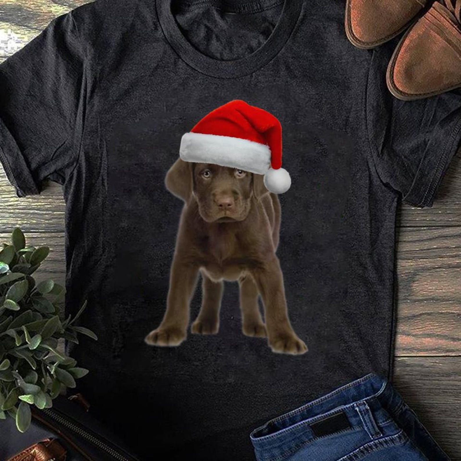 Chocolate Lab Christmas Shirt: Funny Labrador Dog Lover Gift S