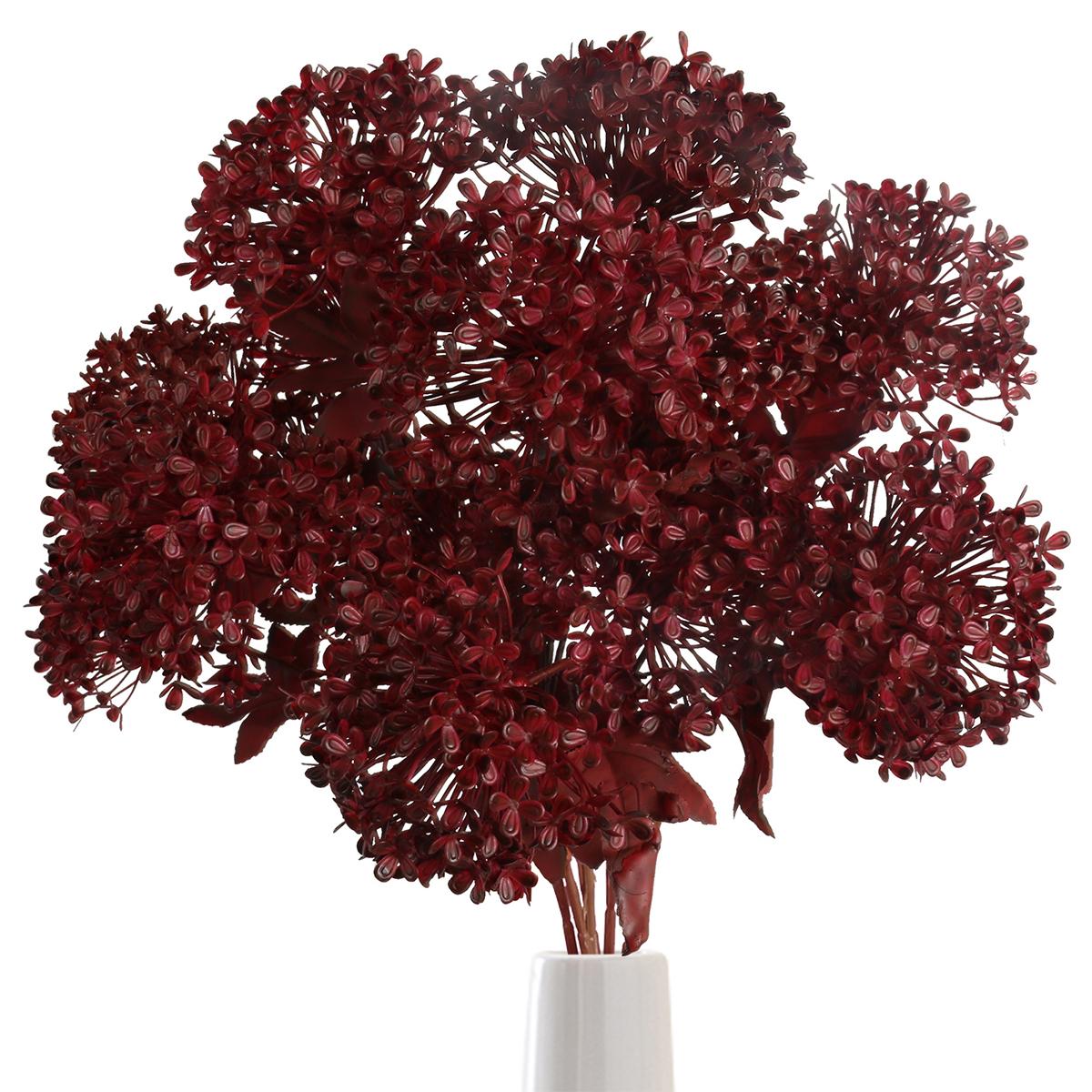 

6шт искусственные цветы гортензии объемный букет гортензий 3 головки пластиковые цветы гортензии 66см длинный стебель искусственные цветы для свадьбы домашний декор бордовый