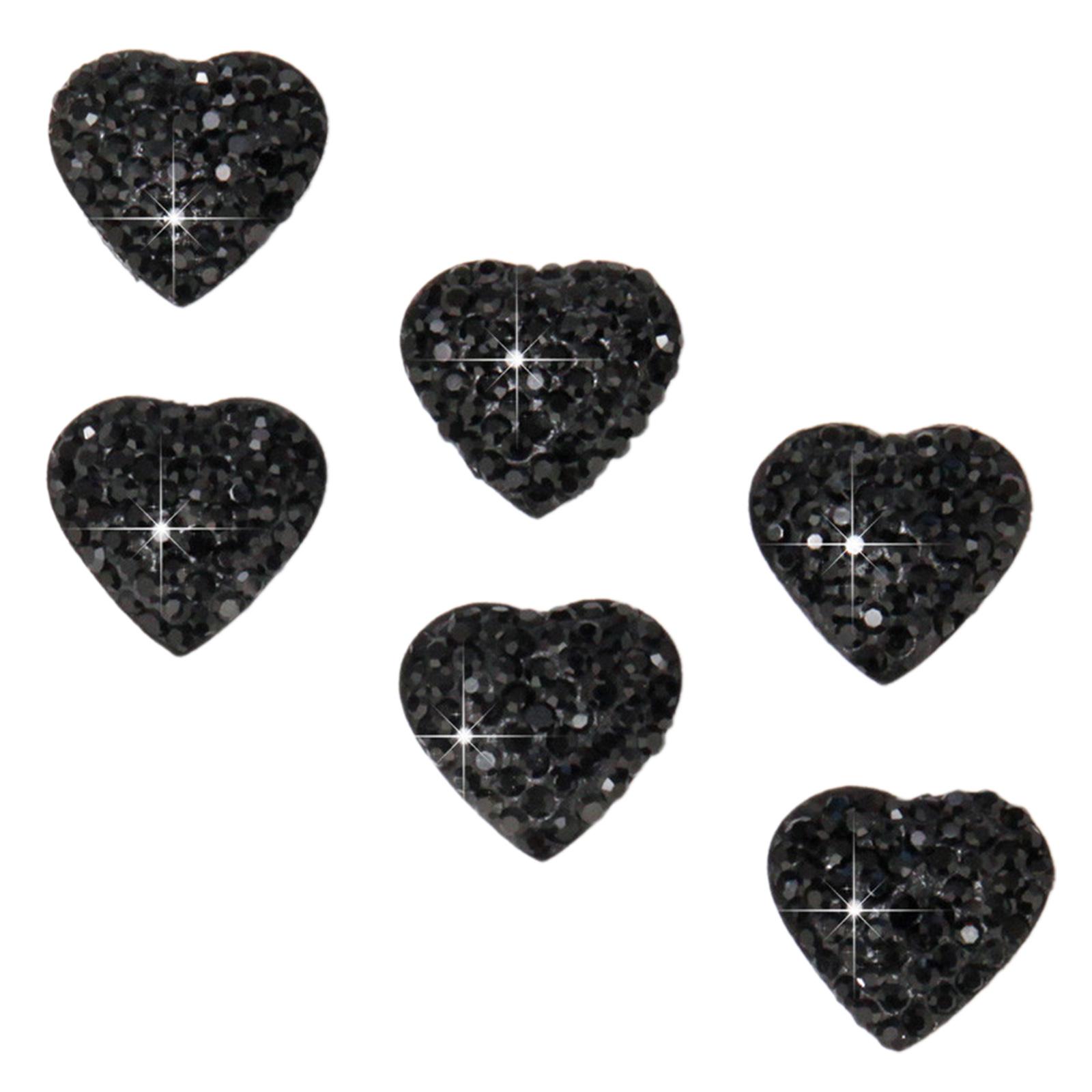 

6 шт. Блискучі кристалічні наклейки на інтер єр автомобіля у формі серця, Легко встановити, Прикраси для транспортного засобу для персоналізованого стилю чорний
