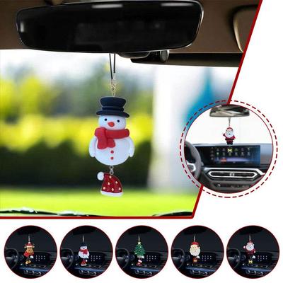 Christmas Decorations Pendant Cartoon Reindeer Snowman Car Rearview Mirror Decoration Pendant Car Interior Car Decoration
