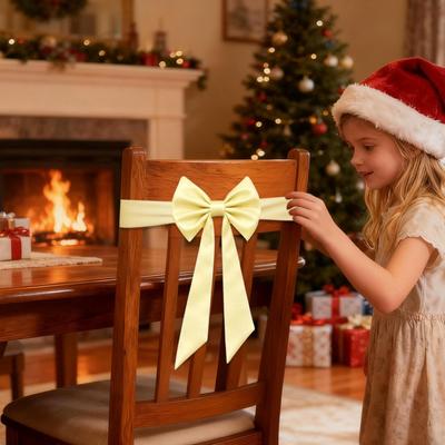Chair Bows For Wedding Elastic Universal Elegant Home Supplies Christmas Chair Ribbons For Holiday Carnival Easter Dining