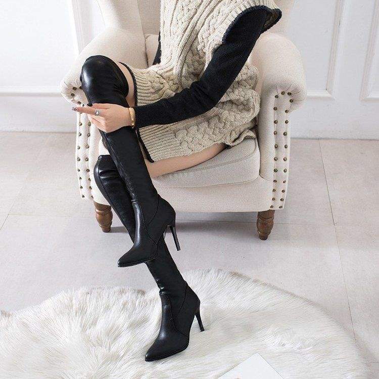 Over-knee boots women's boots high-heeled boots thin-heeled pointed 2025 spring and autumn new elastic over-knee boots women's boots
