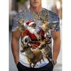 Vánoční pánské tričko s kulatým výstřihem 3D potisk Santa Clause Dárkové Outdoor Vánoční dárek Párty Denní ležérní Krátký rukáv