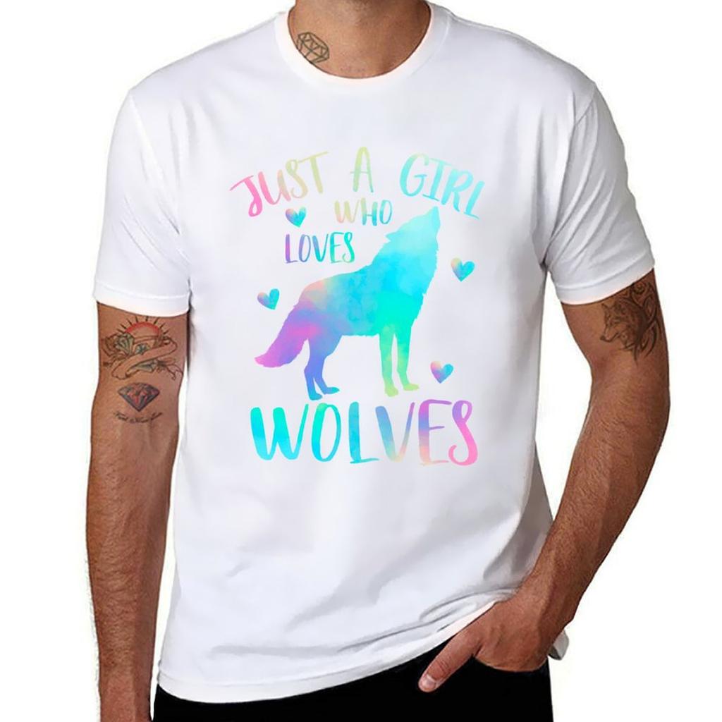 Just A Girl Who Loves Wolves Tshirt Casual Graphic Print Tee