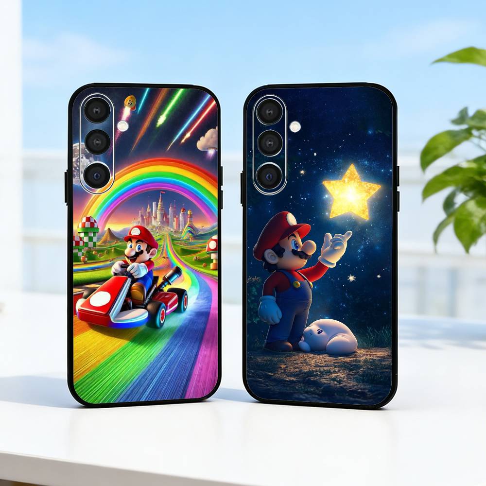 Anime Super M-MarioS Bros Phone Case For Samsung A73,A21s,A22,A31,A32,A52,A53,A71,A80,Soft Black Shell