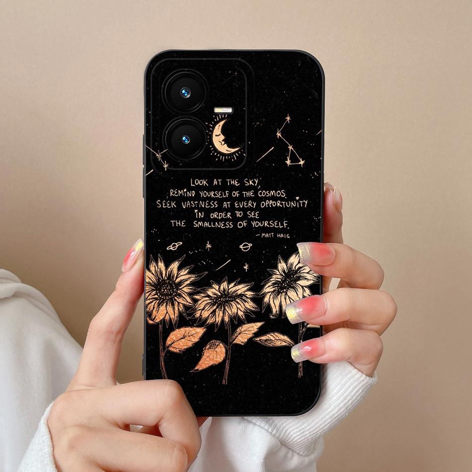 Case For Vivo Y22 Y22S Cover Camera Lens Protector For Vivo Y 22 Soft Liquid Silicone Cartoon Phone Back Covers For Women Man