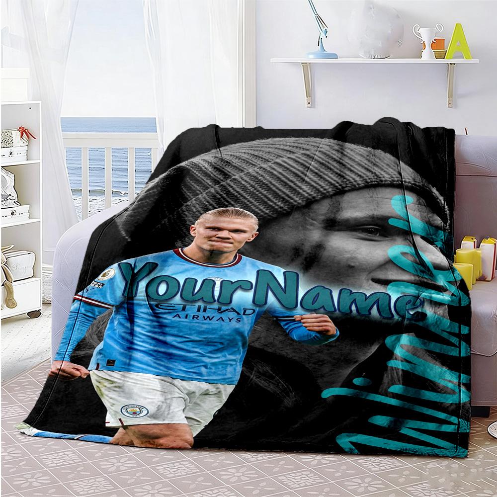 Haaland 7 Customize Text Blanket Lightweight Personalized Blanket Ultra-Soft for Nap Bed Sofa Living Room for All Occasions