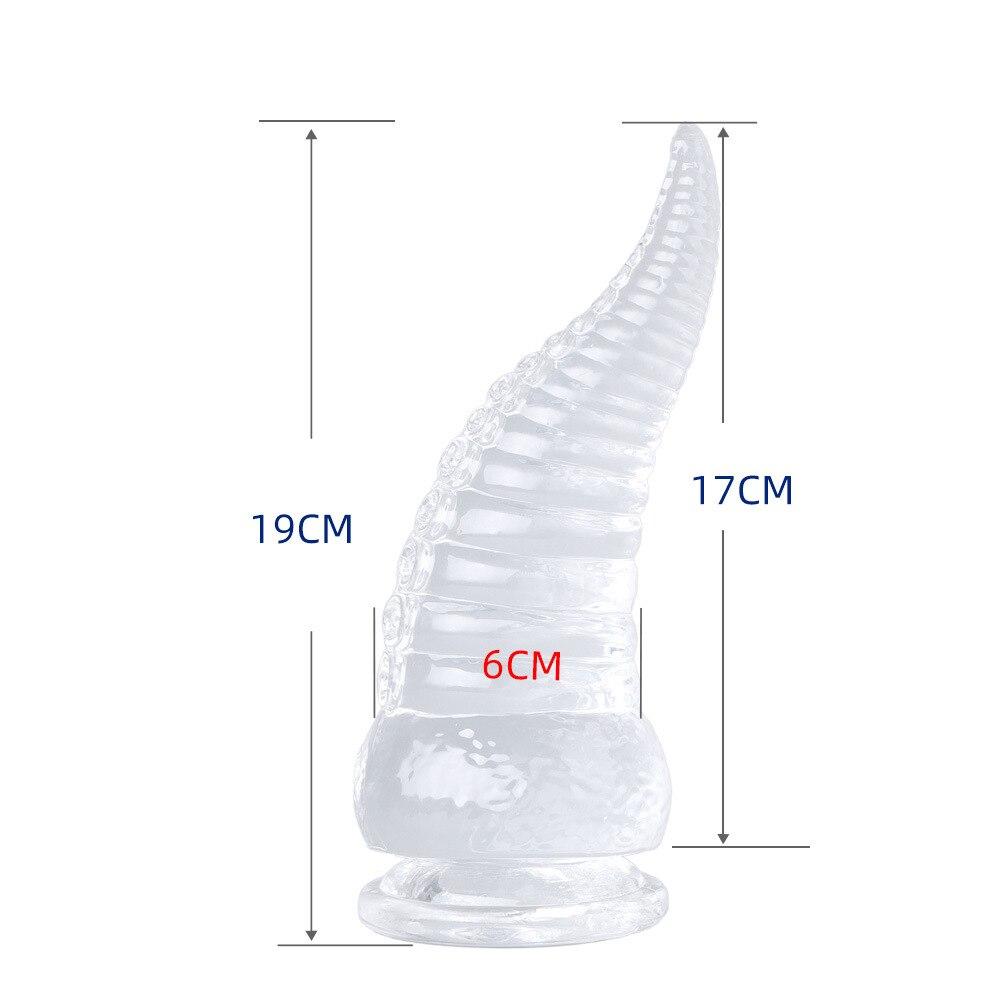 Transparenter Oktopus-Tentakel-Plug mit Saugnapf, weiches Sexspielzeug, großer Dildo, realistischer Penis, Fisting, Riemen am Schwanz, TPE