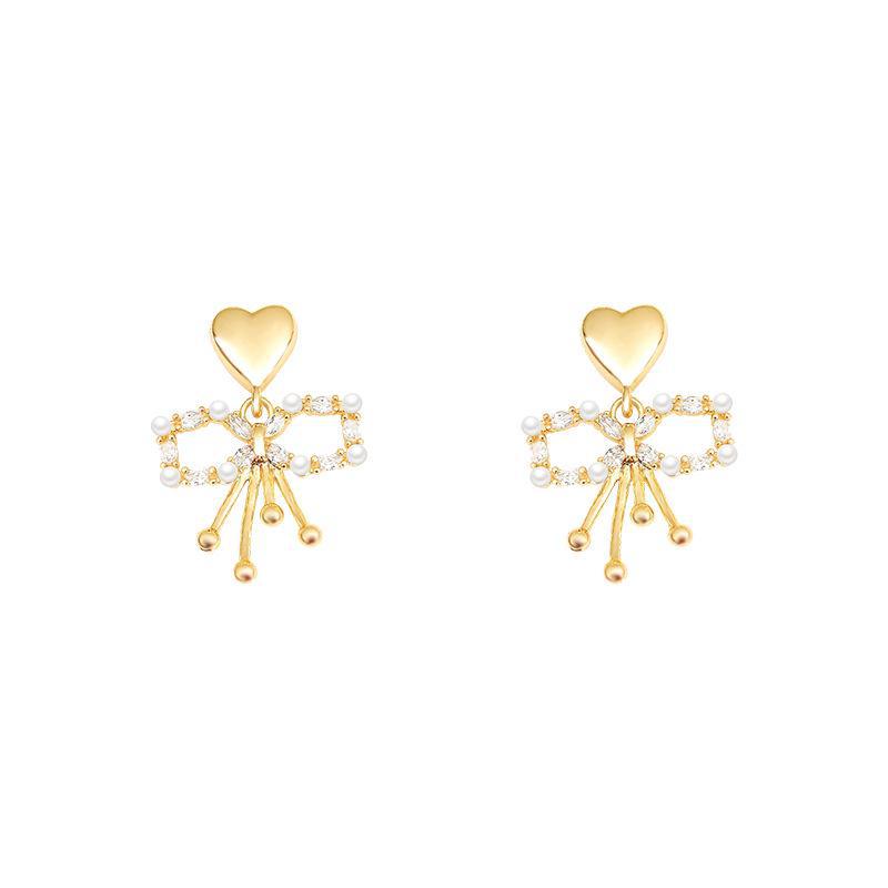 S925 Silver Needle Pearl Bow Earrings - Versatile, Fresh, Sophisticated Design for Women