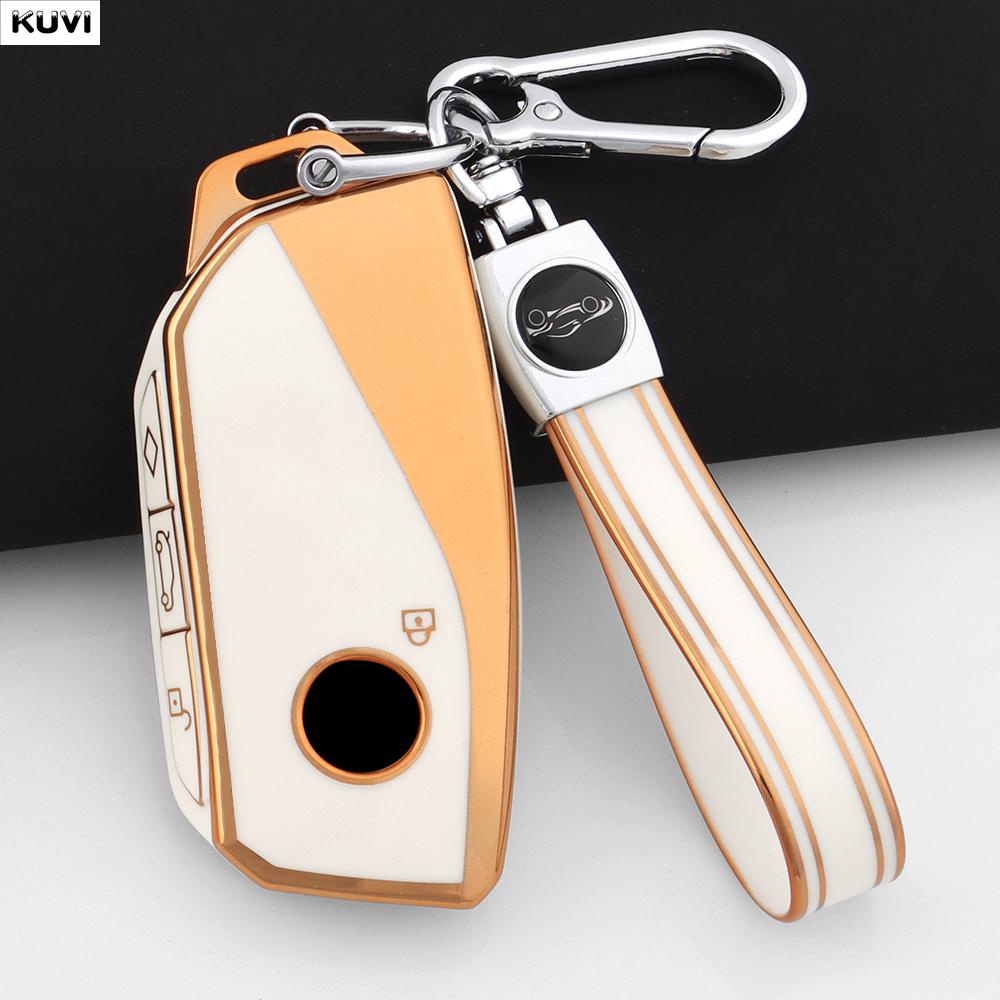 TPU Golden Key Case Cover Holder Fob Keychain For BMW G07 X7 LCI U11 X1 G70 7 Series G09 XM F98 X4M LCI G18 X5 G81 M3 I20 IX