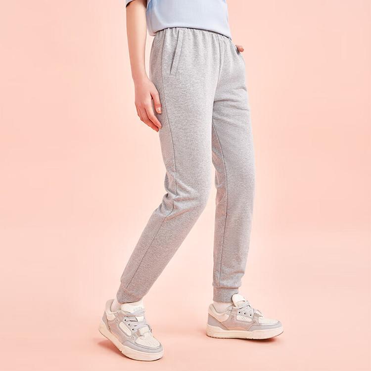 Anta Comprehensive Training Series Solid Color Mid Waist Straight Leg Casual Pants Women Pants Gray 962357302-2
