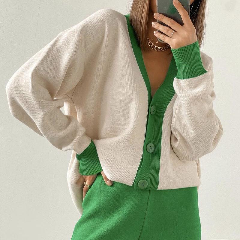 Hirsionsan Vår Høst Patchwork Strikkede Cardigans Kvinner Nye Single Breasted Vintage Korean Gensere Dame Trendy Yttertøy Klær