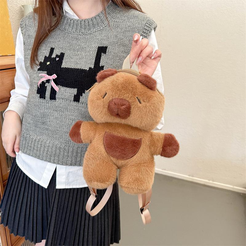 

Capybara Plush Backpack & Crossbody Bag for Students - Large Capacity, Cute Cartoon Design for Men & Women 26cm