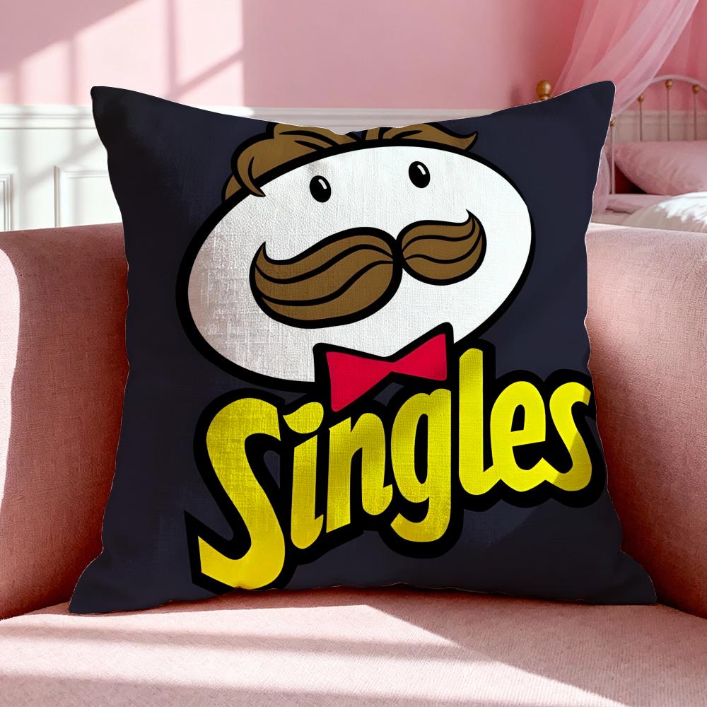 Snack P-Pringles Cushion Cover Breathable Linen Pillowcase Summer Odorless Eco-Friendly Invisible Zipper Washable