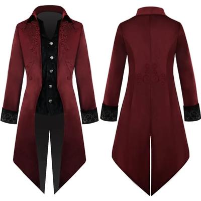 Medieval Retro Costumes Drama Performance Costumes Men's Clothing Medium Length Punk Holiday Retro Tailcoats Props